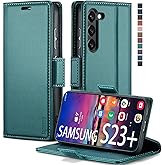 Samsung Galaxy S23+ Plus Wallet Case with [RFID Blocking] Card Holder Kickstand Magnetic,Leather Flip Case Wallet for Samsung Galaxy S23+ Plus 6.6 Inch (Fashion Green)