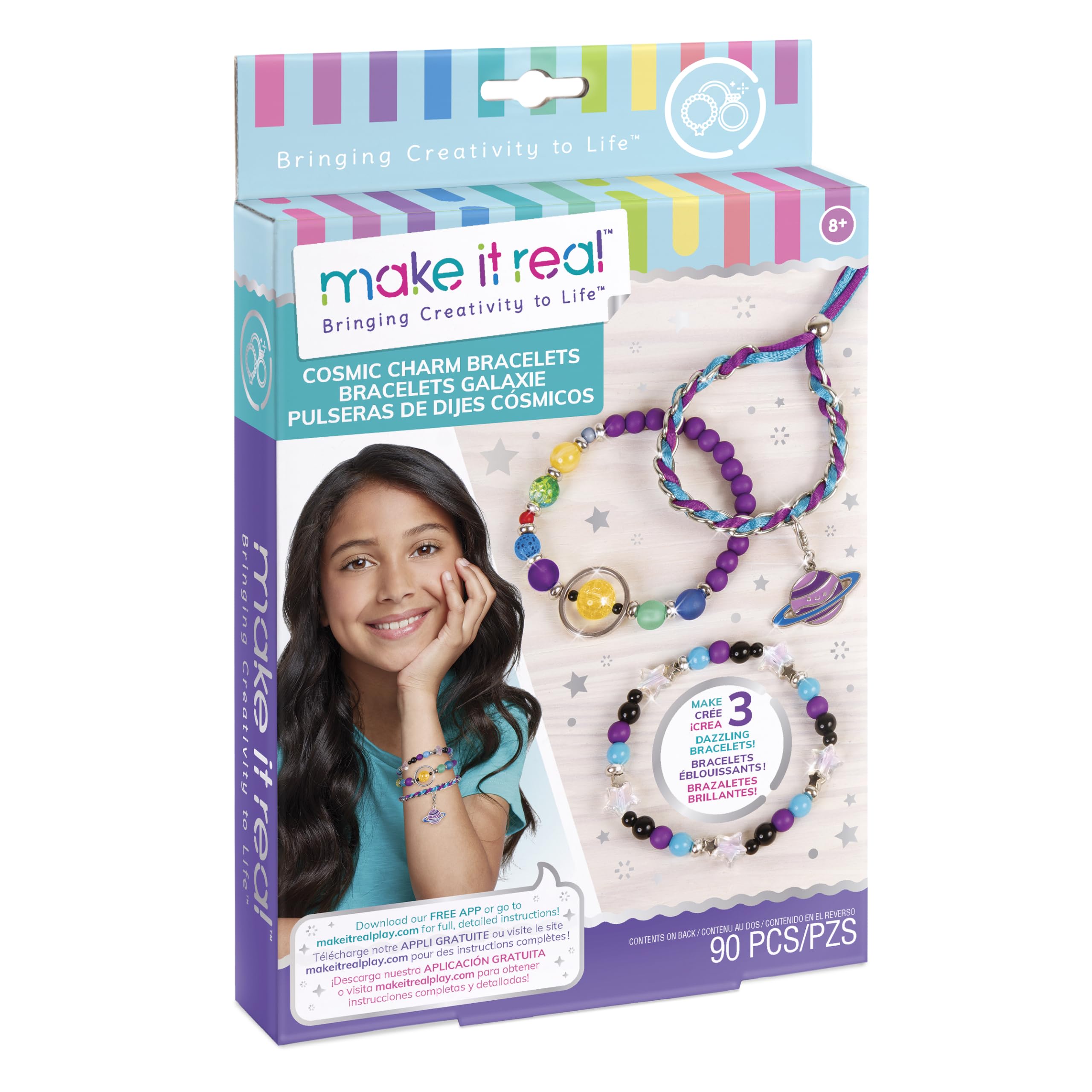 Make It Real 2901208 DIY Galaxie Armbänder, Bastelset, Schmuckset zum selber basteln für Kinder, 90 Teile