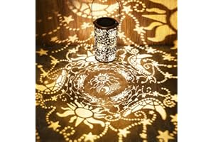 Fabuday Sun Moon Outdoor Solar Lantern Waterproof - Hanging Solar Power Lights Led for Outside, Garden Decor for Patio, Porch, Balcony, Yard and Deck, Stars Decorations Gifts for Women Mom