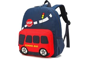 willikiva Car Dinosaur Kids Toddler Backpack for Boys and Girls Children Waterproof Preschool Bag(Red Scool Bus)