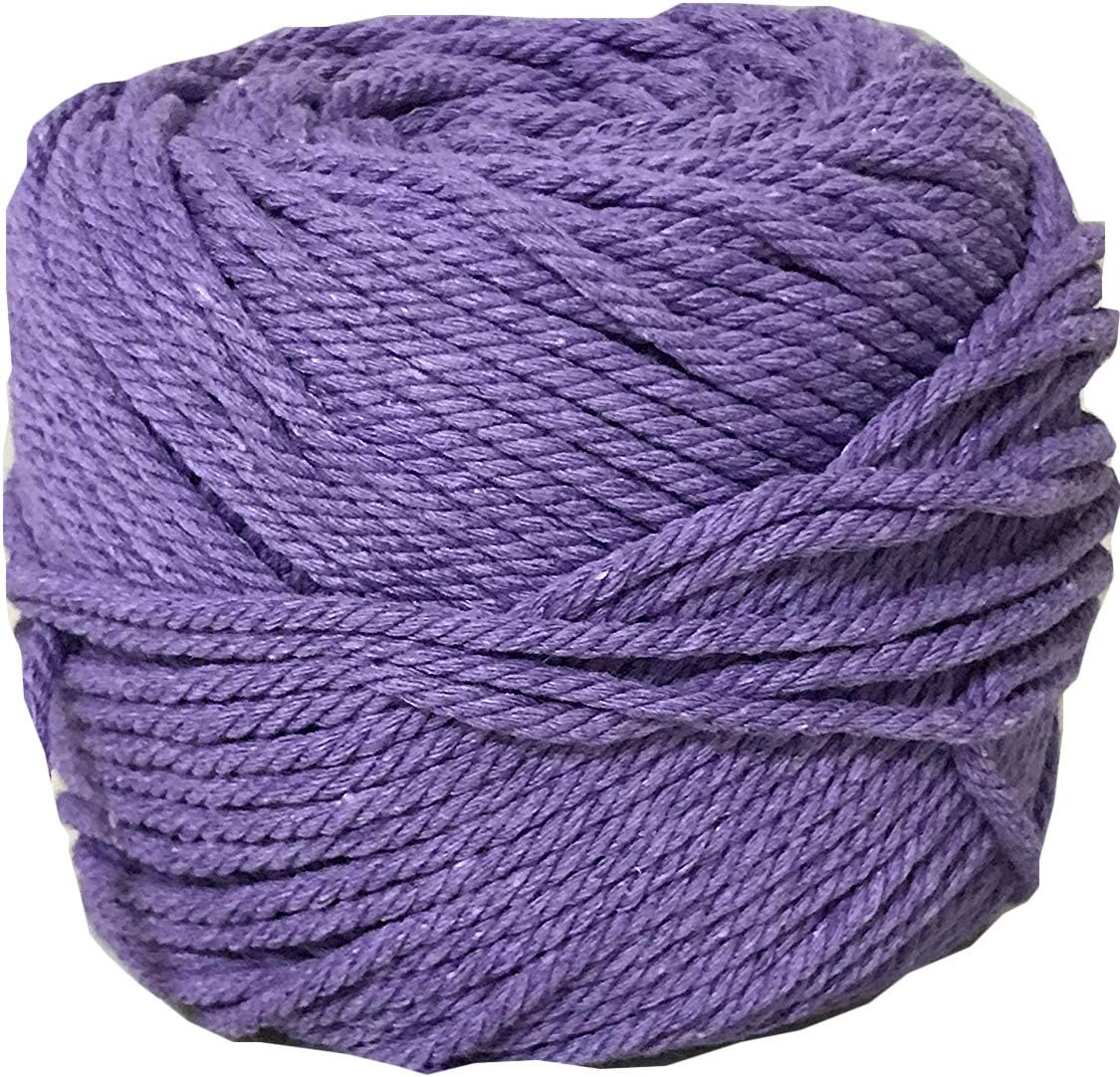 Ialwiyo 3 mm 109 Yards 4 Ply Natural Cotton Macrame Rope Cord Twisted Cord Macrame Supplies 3mm for Macrame Wall Hanging Plant Hanger Craft Making Knitting (Purple)