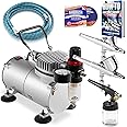 PointZero Airbrush Dual Action Airbrush Kit with 3 Airbrushes