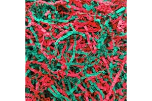 NEWMIAO 1LB Red and Green Crinkle Cut Paper Shred Filler, Gift Box Stuffing Decorative Shredded Crinkle Paper, Holiday Shred Filler for Christmas Gift Bags Baskets and Packaging