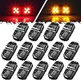 Partsam 14x Trailer RV Marker LED Lights Double Bullseye 10LEDs Clearance Lights Red/Amber, 4x2 Tiger Eye 12V Rectangular LED