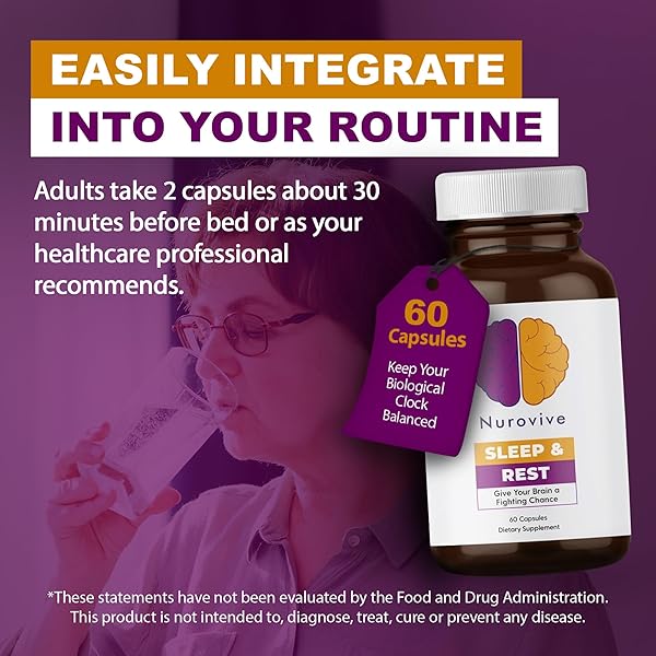 NUROVIVE – SLEEP & REST, NATURAL SLEEP AID WITH REISHI MUSHROOM POWDER, GABA & MORE, PROMOTES RELAXATION, WELLNESS SUPPORT FOR MEN/WOMEN, 60 CAPSULES