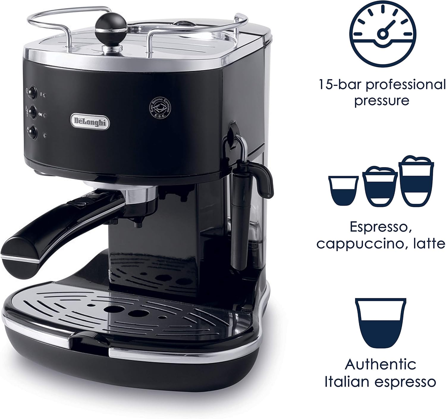 DeLonghi ECO310BK 15-Bar-Pump Espresso Machine, Piano Black