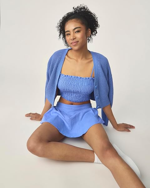 FLORENCE BY MILLS WOMENS SWEET SOLSTICE SMOCKED CROP CAMI ULTRAMARINE X-SMALL