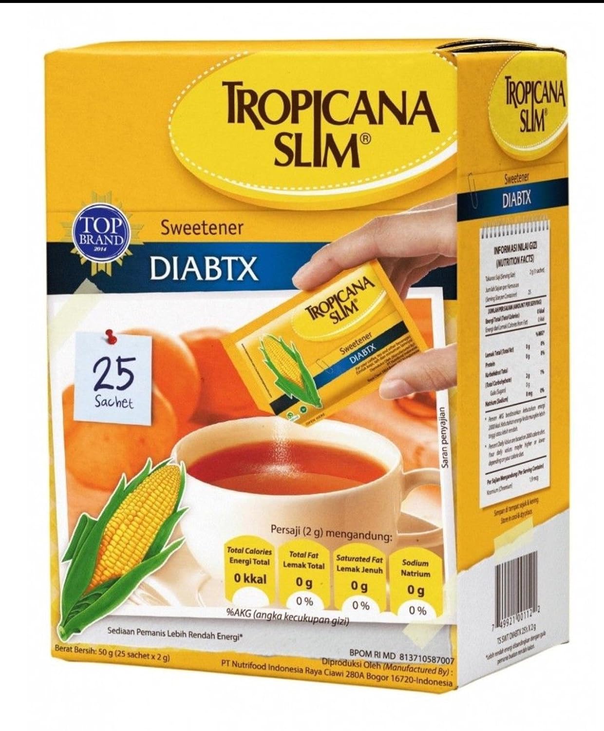 Tropicana Slim Sweetener Sugar Substitute Zero Calorie Diabetic 25