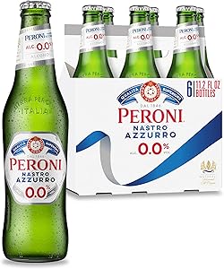 Peroni 0.0 Non Alcoholic Beer, 6 Pack, 11.2 fl oz Bottles, 0% ABV