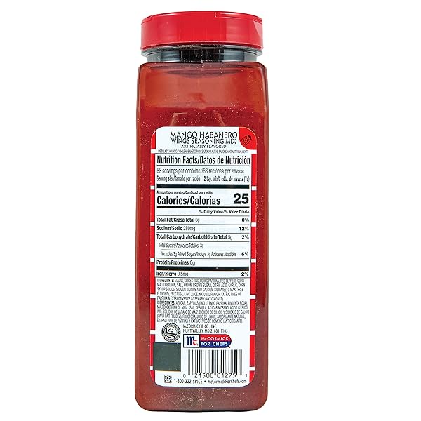 LAWRY’S MANGO HABANERO WINGS SEASONING MIX, 21.75 OZ – ONE 21.75 OUNCES OF MANGO HABANERO DRY RUB SEASONING FOR A SWEET, SPICY FLAVOR – BEST ON CHICKEN WINGS AND FRIED FOODS