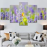 SIGNWIN 5 Panel Canvas Wall Art Modern Art Bee Butterfly Colorful Contemporary Insects Multicolor Photography for Home Decorations Ready to Hang - 60