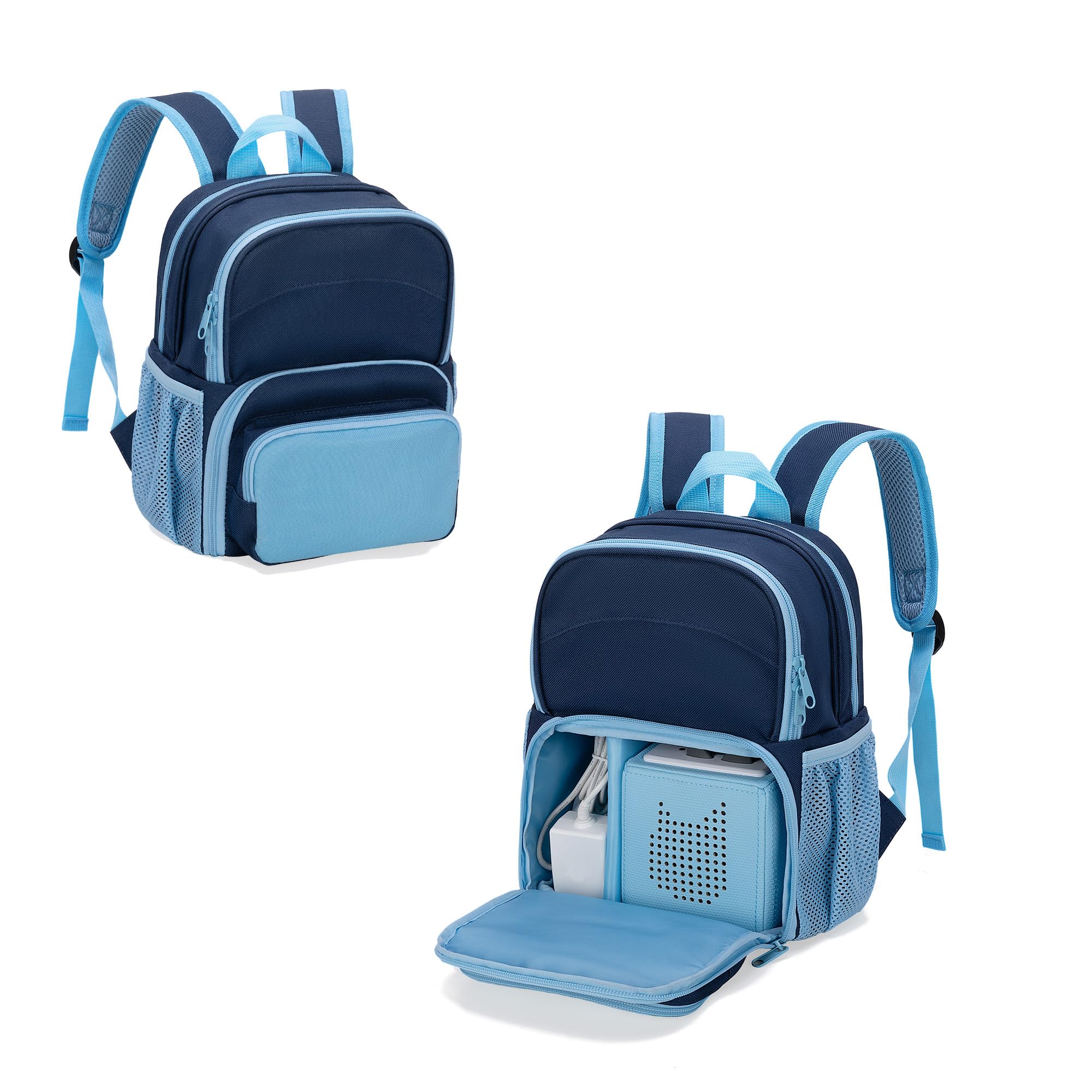 LoDrid Backpack Compatible with Toniebox 2/1, Carrying Case with Multiple Pockets for Headphones, Charger and Accessories, Storage Bag for Audio Player Starter Set, Blue (Patented Design)