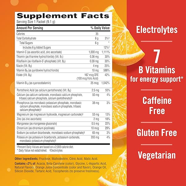 EMERGEN-C 1000MG VITAMIN C POWDER FOR DAILY IMMUNE SUPPORT CAFFEINE FREE VITAMIN C SUPPLEMENTS WITH ZINC AND MANGANESE, B VITAMINS AND ELECTROLYTES, SUPER ORANGE FLAVOR – 30 COUNT