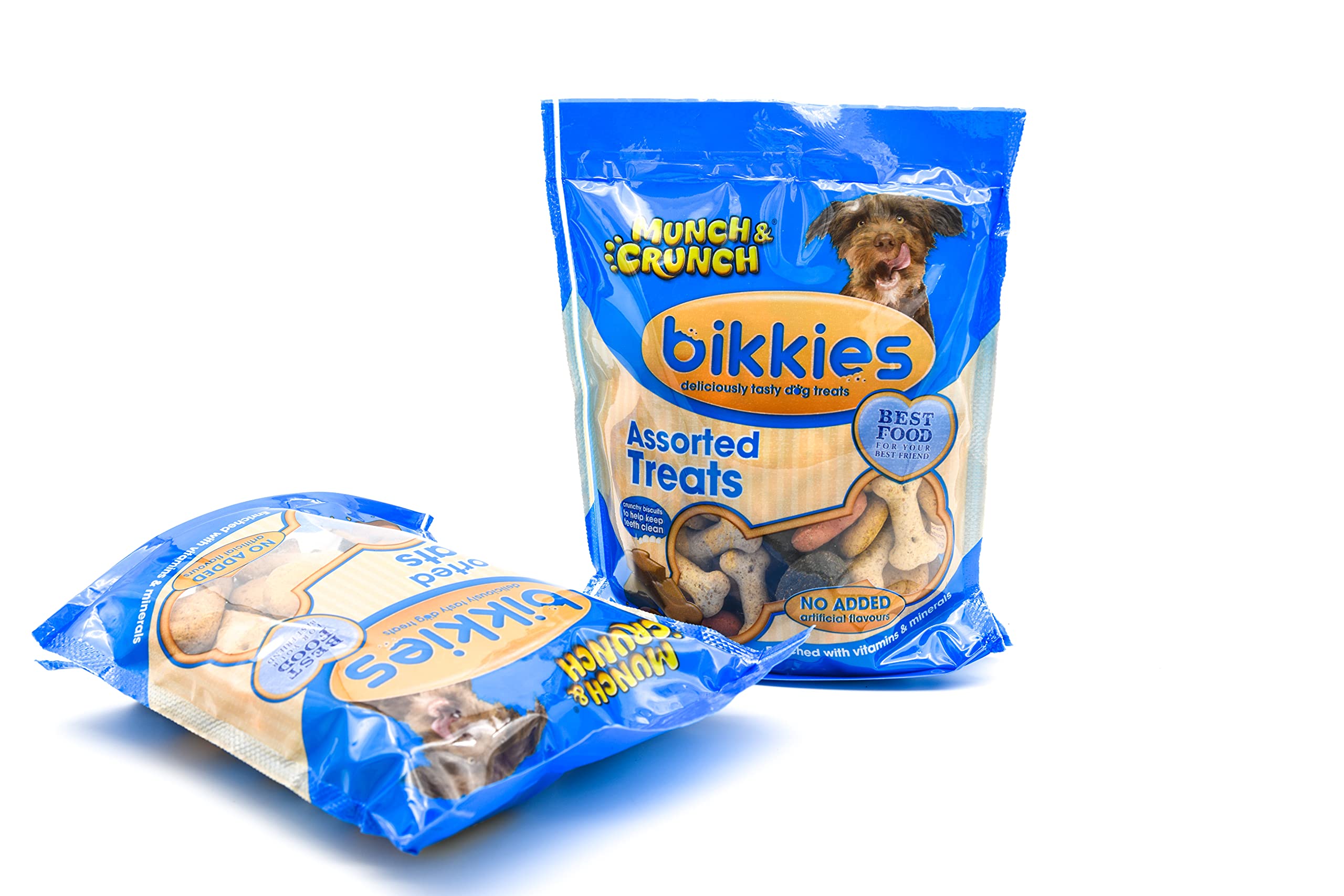 MUNCH & CRUNCH ASSORTED TREATS BIKKIES 2x 400gr bags enriched with vitamins, no added artificial flavours