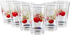 Reston Lloyd Harvest Apple Collection by Sandy Clough Acrylic Juice Glass 8 oz, Set of 6, Clear