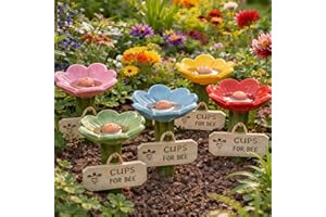 Bee Watering Station for Garden, Bee Water for Bees Garden, Flower-Shaped Ceramic Bee Watering Station, Hummingbird Feeder wi