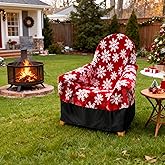 Dipurman Blanket for Adirondack Chair,Waterproof Full Coverage Adirondack Chair Covers, Christmas Flannel Seat Cover 2-in-1, Christmas Outdoor Decor (Snowflake)
