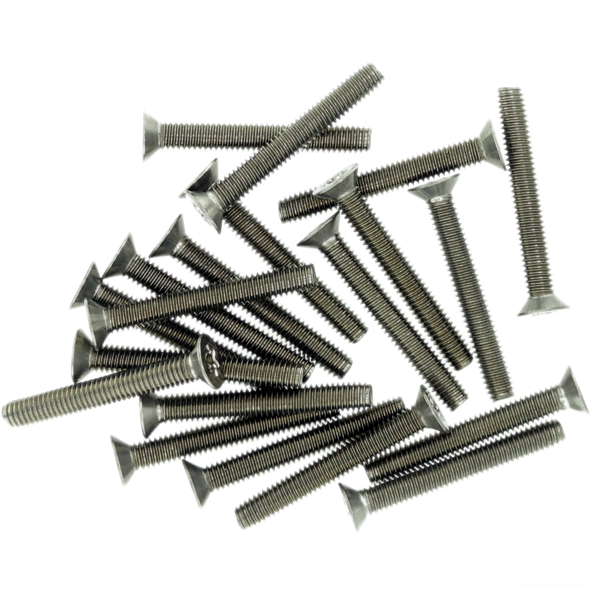 M2.5 (2.5mm x 4mm) TX Socket Countersunk Thread Rolling Screw - Stainless Steel (A2) (Pack of 20)
