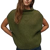 Zoziiee Women Mock Neck Sleeveless Sweater Vest Oversized Ribbed Knit Pullover Fall Casual Business Tank Top