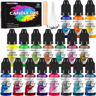 FansArriche Candle Dye 18 Colours Liquid Oil-Based Dye for Wax