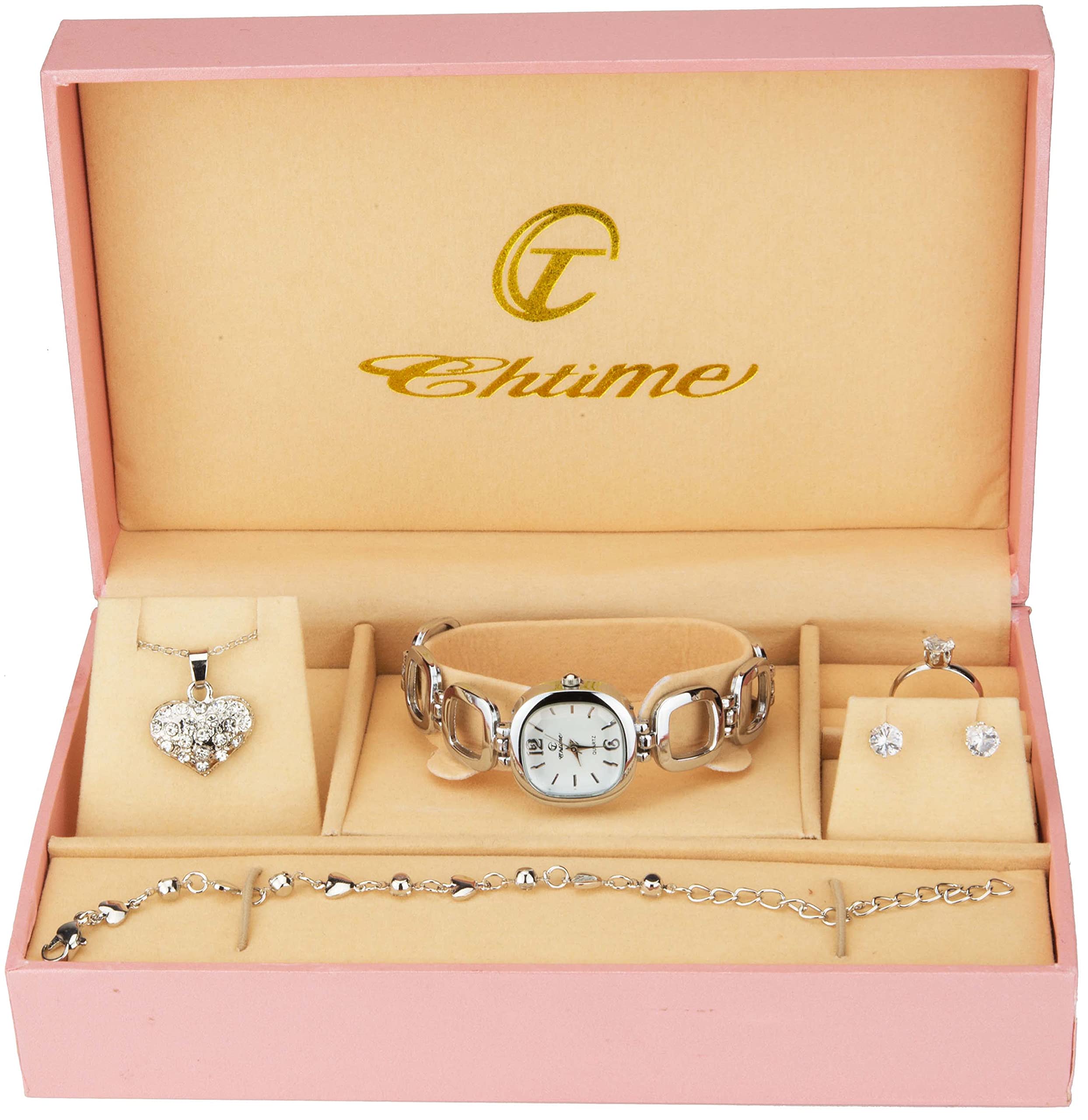 Gift Set Women's Watch - Parure de Bijoux- Necklace-Ring- Earrings - Band