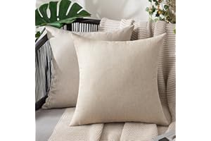 MIULEE Pack of 2 Decorative Outdoor Solid Waterproof Throw Pillow Covers Garden Farmhouse Cushion Cases for Patio Tent Balcon