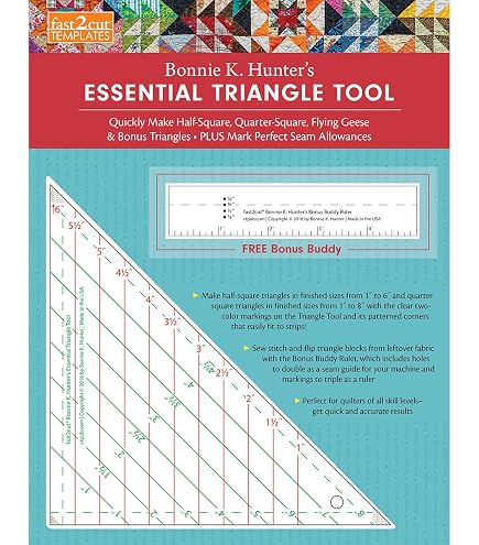 Creative Grids Half Rectangle Trim Tool Quilt Ruler CGRDH6 - 8.5"x10.5" Non-Slip Grip - View #8