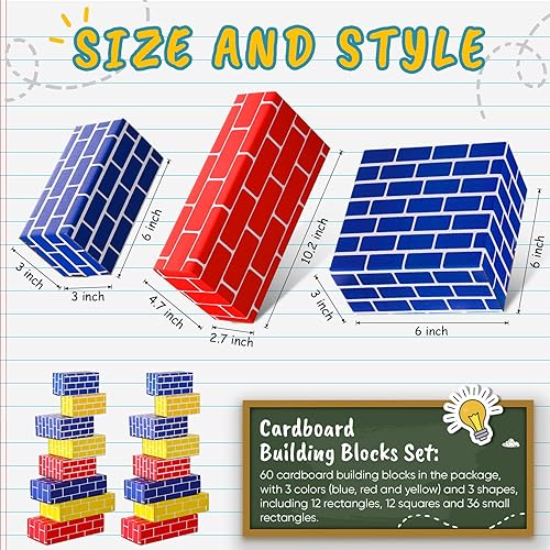 Nuanchu 60 Pcs Cardboard Building Blocks for Kids Large Jumbo