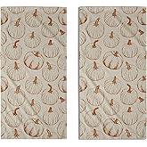 Fall Thanksgiving Pumpkin Hand Towels for Bathroom Set of 2 Burnt Orange Cream Autumn Harvest Theme Print Holiday Decorative Handtowels Soft Absorbent Bath Towel for Home Guest Room Hotel Gym Spa