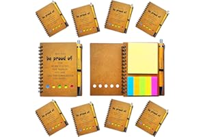 RIIRIOU 2025 Inspirational Spiral Notebook 10 Sets Portable Employee Appreciation Gifts Bulk Journals with Sticky Note Pen for Teachers Students Friends Colleagues Volunteer Nurse and Family Thank You Gifts