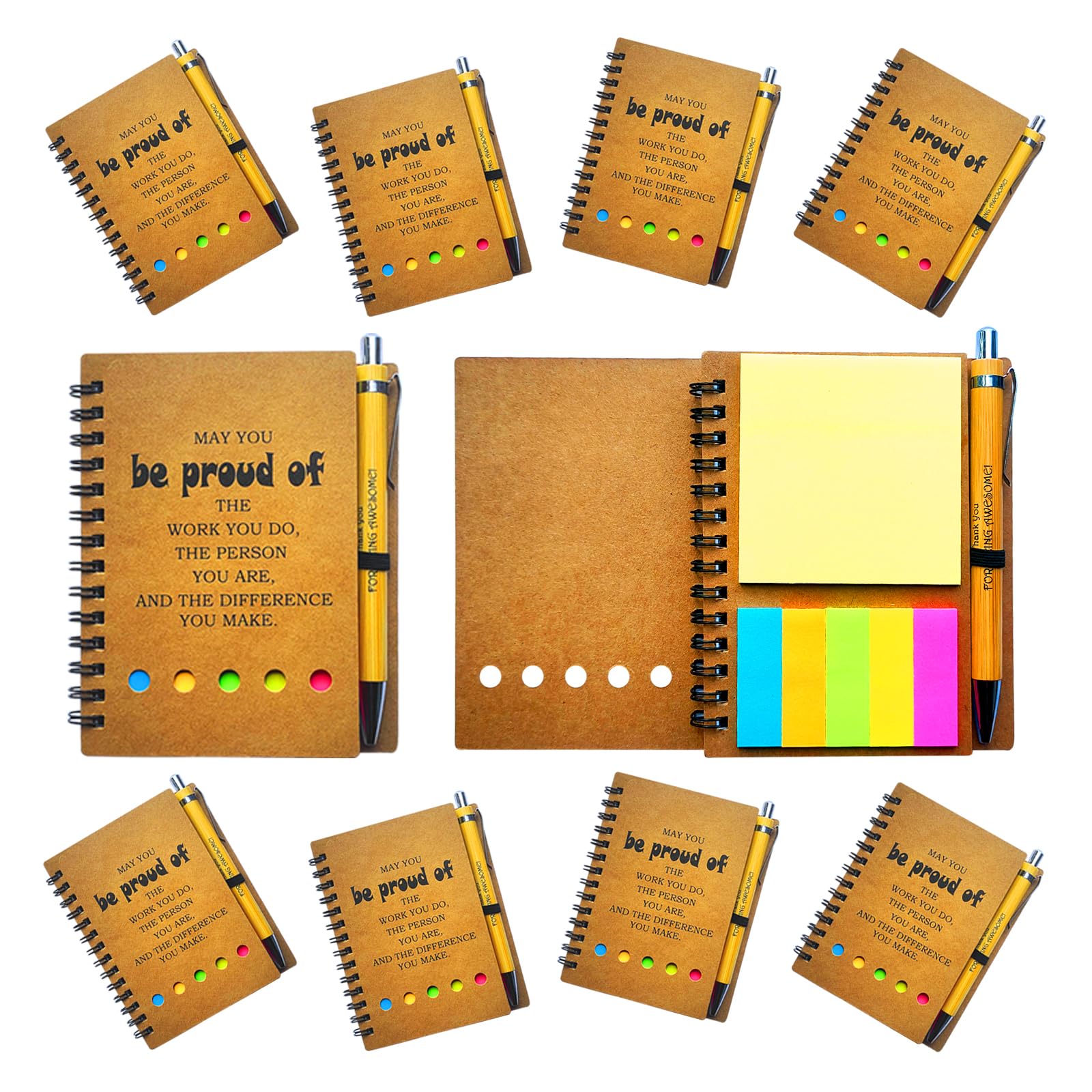 Photo 1 of 2025 Inspirational Spiral Notebook 10 Sets Portable Employee Appreciation Gifts Bulk Journals with Sticky Note Pen for Teachers Students Friends Colleagues Volunteer Nurse and Family Thank You Gifts