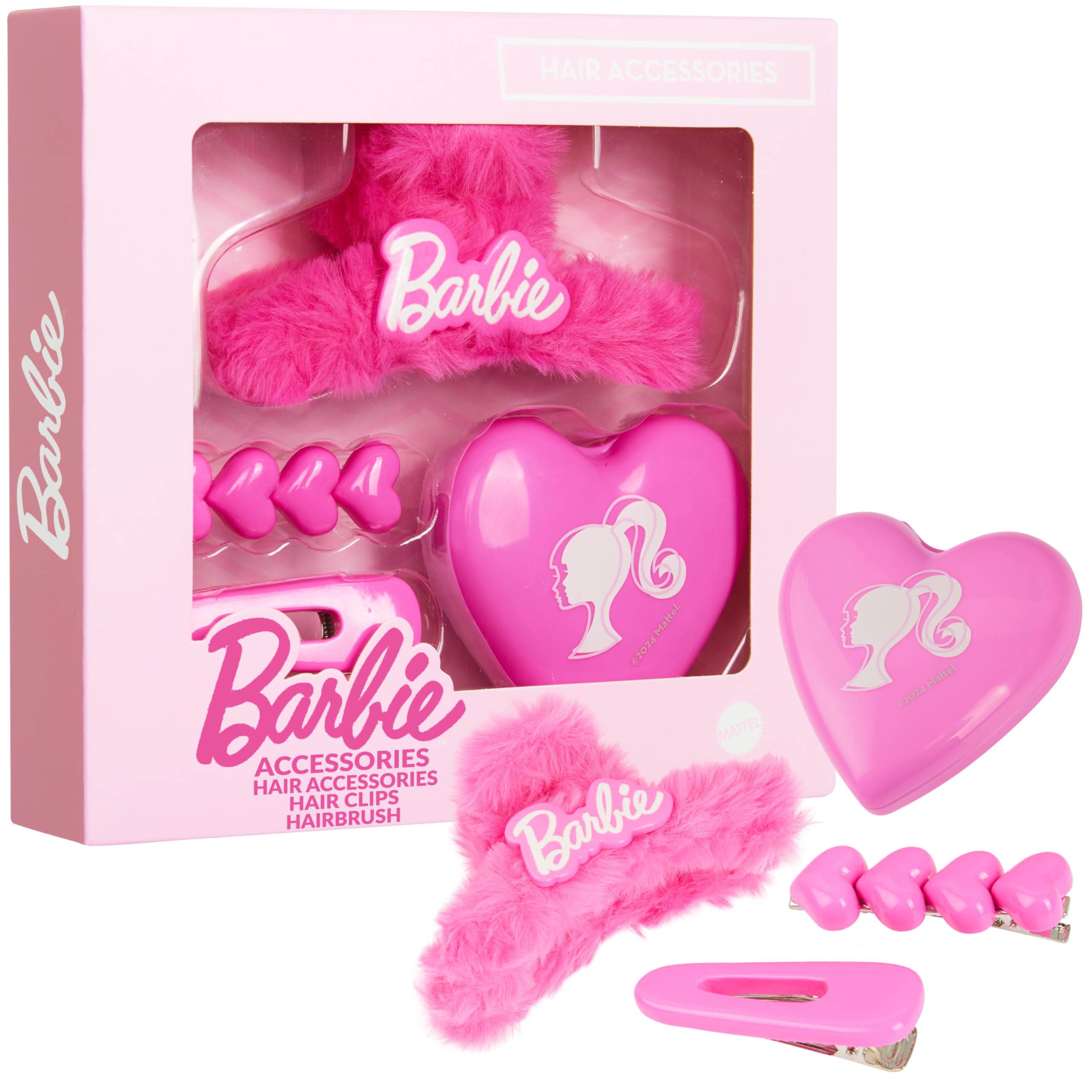 Barbie Claw Clip & Hair Clips with Folding Brush Hair Accessories for Girls Teens Dress Up Beauty Set Stocking Fillers, Gifts for Girls