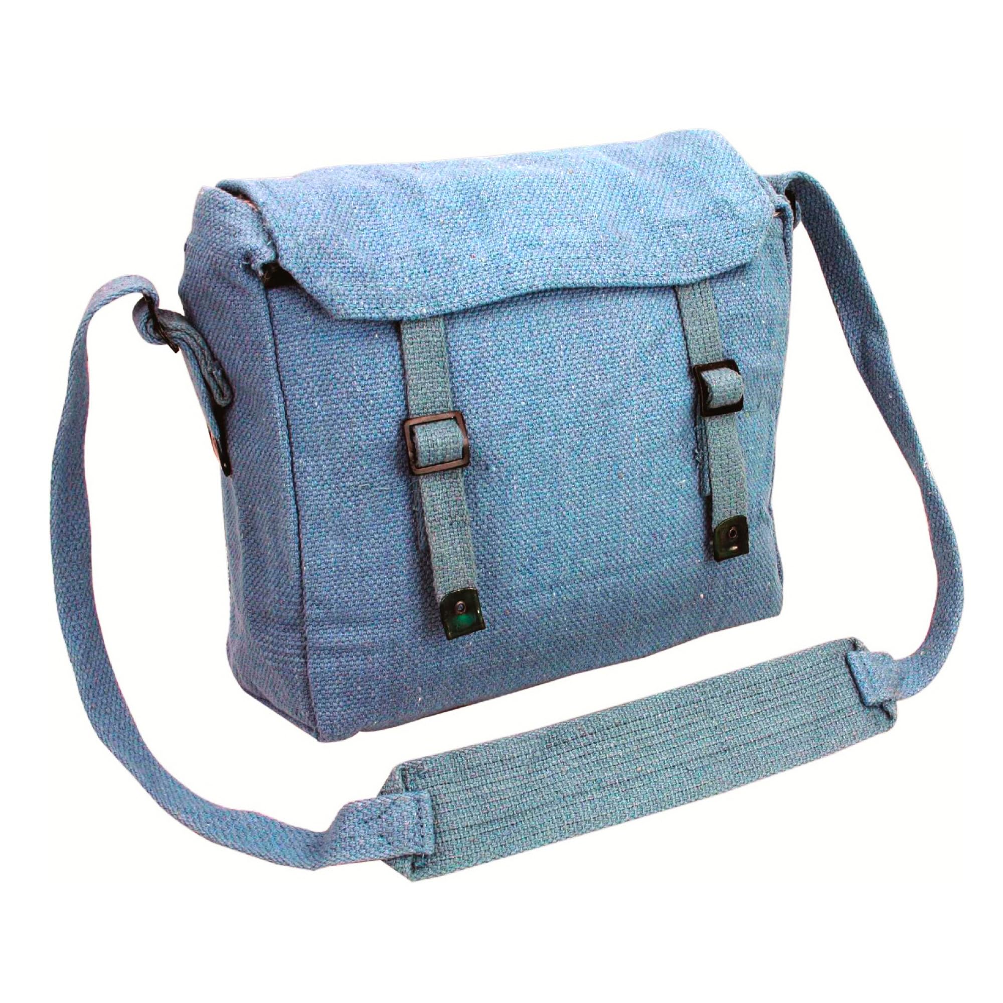 Outdoor World Canvas Haversack Bag – Vintage Military-Style Cotton Canvas Satchel – Compact Work, School, Student, Lunch & Outdoor Shoulder Messenger Crossbody Bag with Adjustable Strap (RAF Blue)