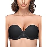 Wingslove Women's Strapless Full Figure Bra Underwire Multiway Contour Plus Size Bra Red Carpet