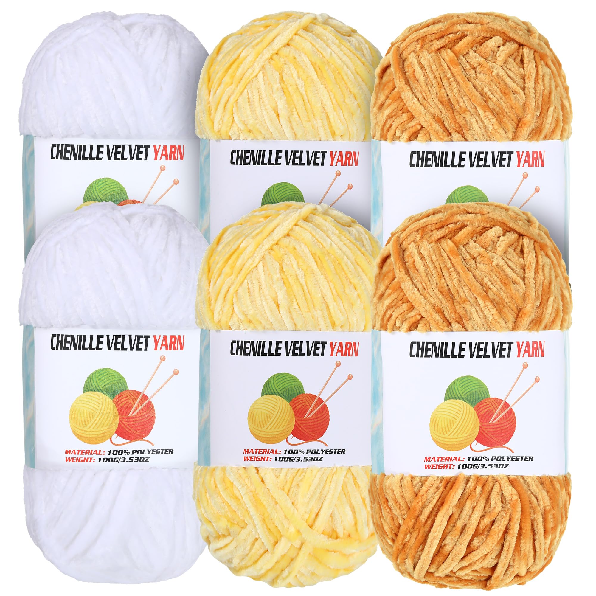 Photo 1 of 3pcs only 100g Velvet Chenille Chunky Yarn, Handcrafts Weaving Soft Chenille for Crocheting Clearance, Used for Making Baby Yarn Blanket, Clothes, Knitting Creations (B)