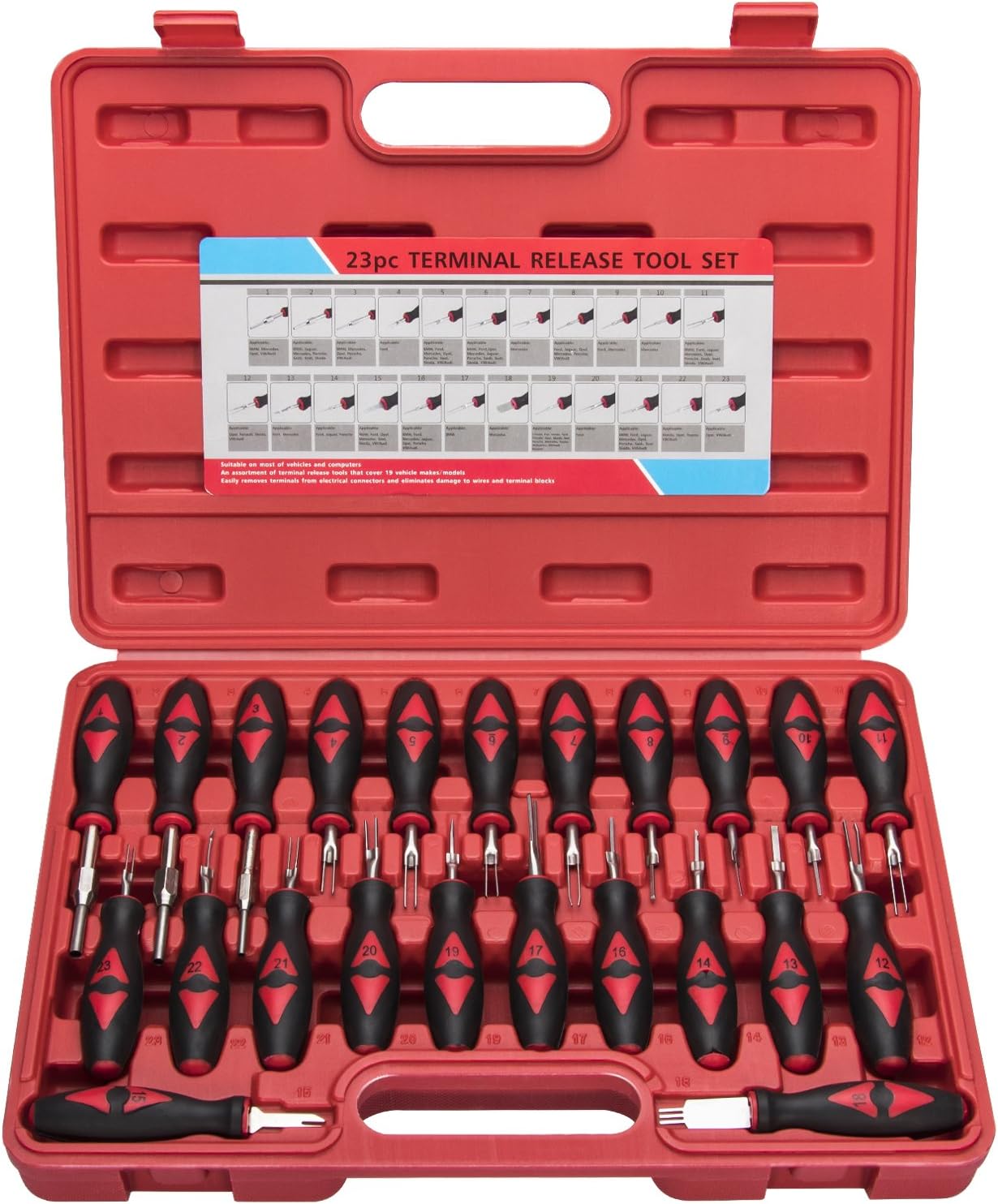 23 Pieces Universal Terminal Release Kit-Universal Electrical Terminal Removal Connector Remover w/Carry Case