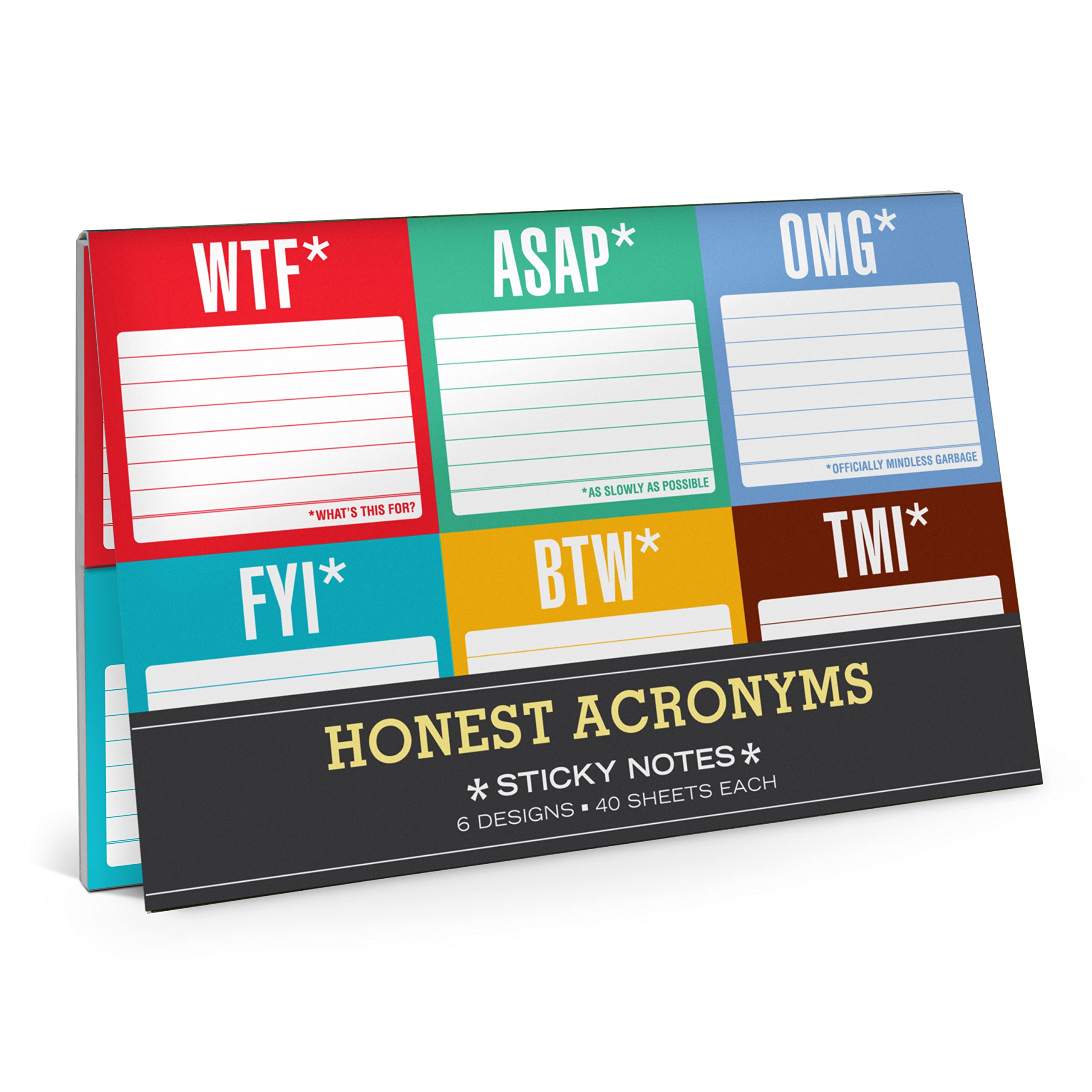 Knock Knock Sticky Notes - Honest Acronyms, 6 Pack