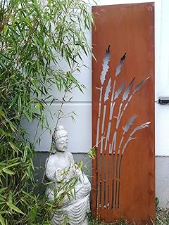 Zen Man Edelrost Garten Sichtschutz aus Metall 1mm Rost Gartenzaun Gartendeko edelrost Sichtschutzwand H125* 35cm 031912-5