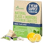 12 Pack Natural Glass & Mirror Cleaner Spray - Window Cleaning Tablets Refill - Eco-Friendly Product & Cleaning Supplies - 1 Tablet = 17oz Spray (204oz Total) - Fresh Lemon