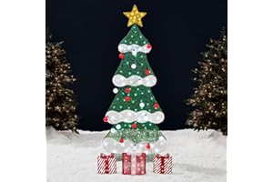 Best Choice Products 6ft Lighted 2D Christmas Tree Outdoor Décor, Large Holiday Yard Decoration w/ 170 Twinkling LED Lights, Storage Bag - Red