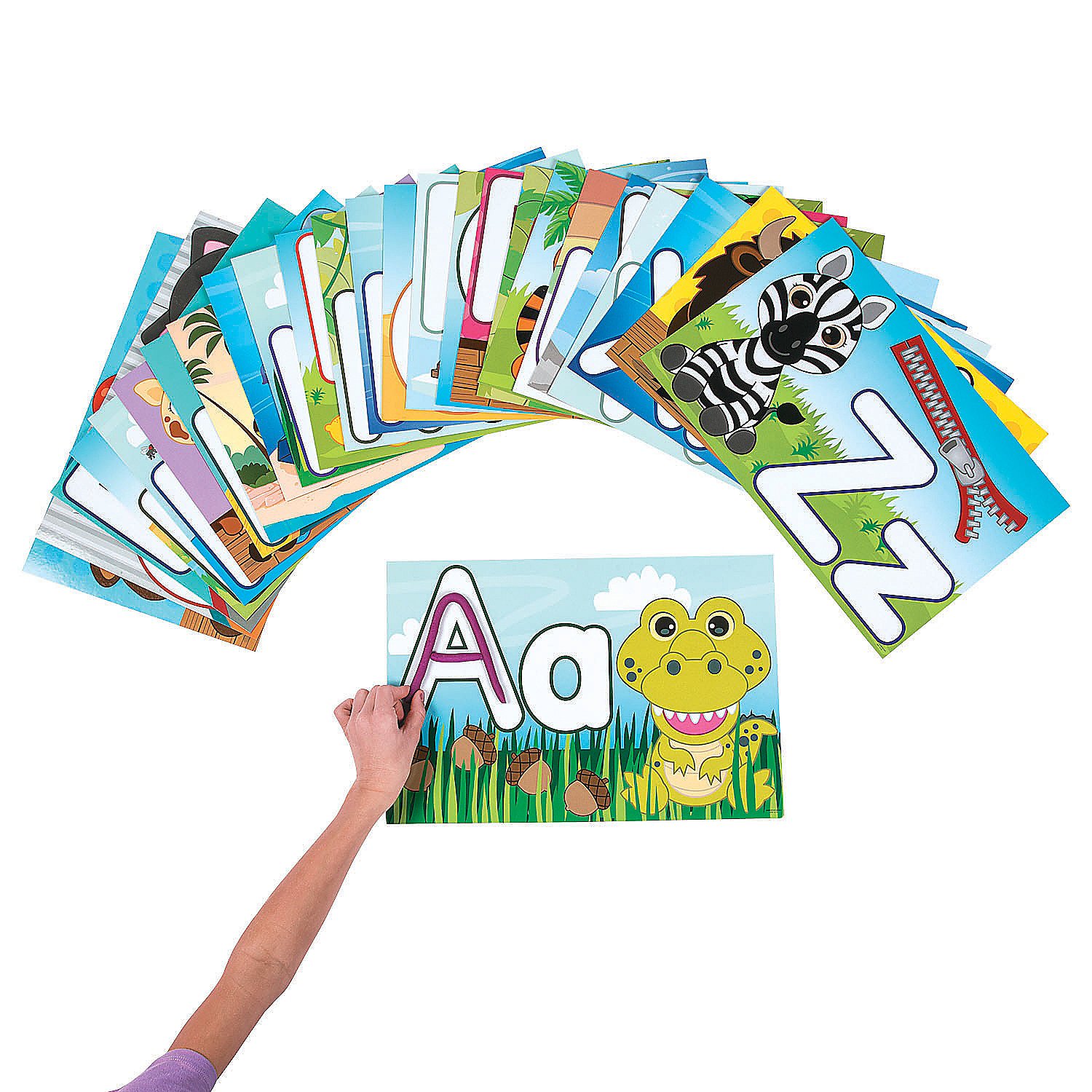 Photo 1 of Fun Express Educational Toys Alphabet Learning Pocket Chart Mats - 26 Piece ABC Flash Cards Set for Kids Ages 3-5 | Preschool & Kindergarten Learning Activities for Homeschool, Daycare & Classroom