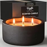 Viyffo 20oz Large Fall Scented Candle &ndash; Eucalyptus &amp; Rosemary, 3 Wick Non Toxic Soy Candles for Women &amp; Men, Matte Black Ceramic Jar, Luxury Home Fragrance, Elegant Halloween Decor &amp; Premium Gift