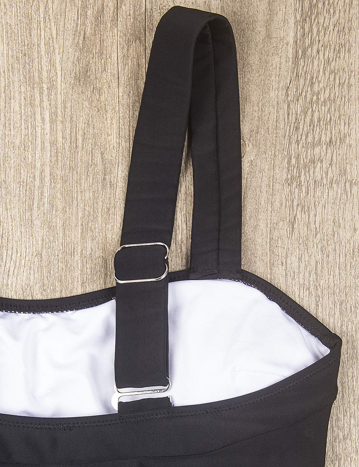 Blooming Jelly Women\'s Retro One Piece Swimsuits Pin Up Tummy Control Bathing Suit Ruched Swimwear(L) Black