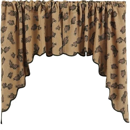 VHC Brands Pine Cone Swag Printed Burlap Set of 2-36x36x16
