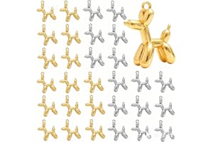 stino 30 Pieces Balloon Dog Charms for Jewelry Making, Multi-Color Enamel & Metal Puppy Pendants, 15 Pairs