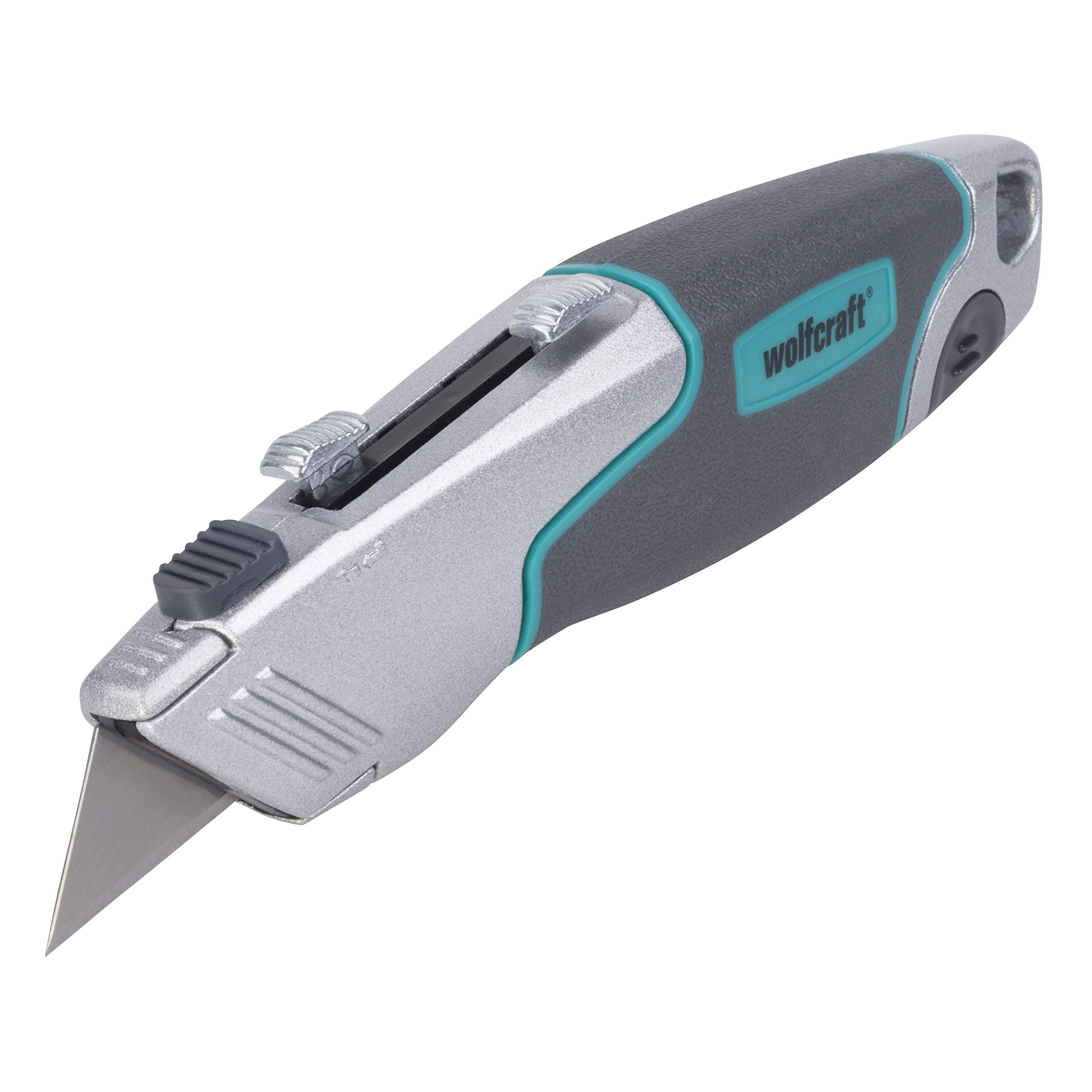 wolfcraft Professional Dual Blade Knife I 4200000 I for Cutting Solid Materials Using a Trapezium or Hook Blade