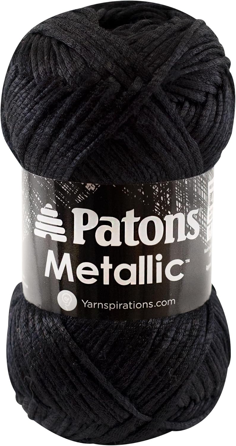 Patons Metallic Yarn (4) Medium Gauge 3 oz Black For Crochet