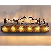 TOCHIC Rustic Bathroom Light Fixtures, 6 Lights Large Farmhouse Bathroom Vanity Light Over Mirror Dimmable, Western Deer Scon