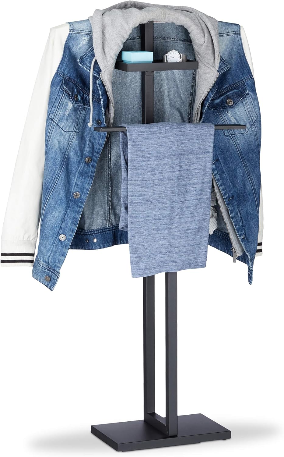 Relaxdays Valet Stand, Garment Rack with Clothes Hanger and Pants Rail