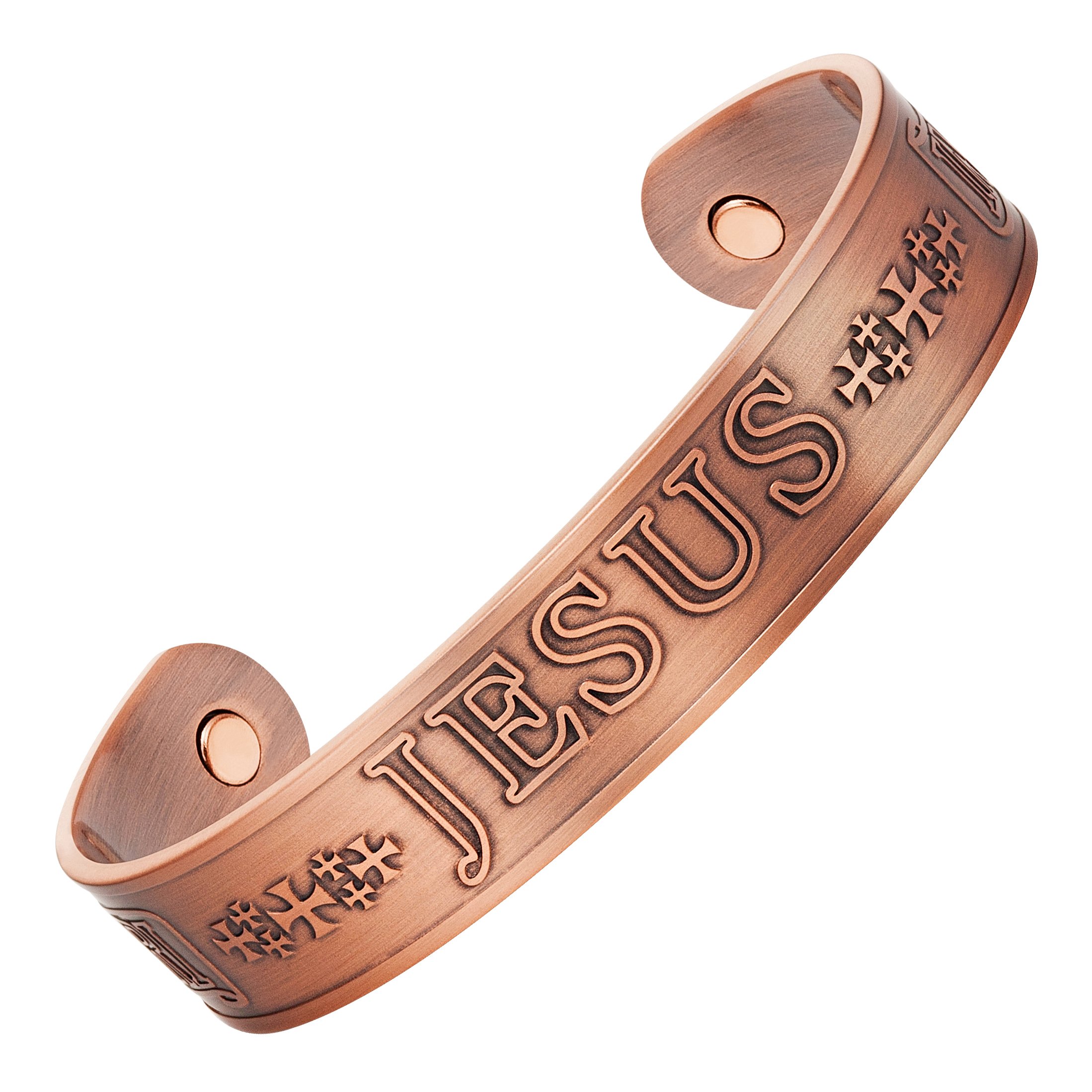 Willis Judd Jesus Men's Pure Copper Magnetic Adjustable Bracelet Bangle